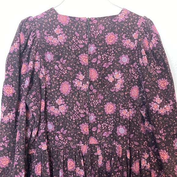 Vintage Laura Ashley Womens Size 10 Purple Floral Pinwale Cordurory Modest Dress - Picture 8 of 12